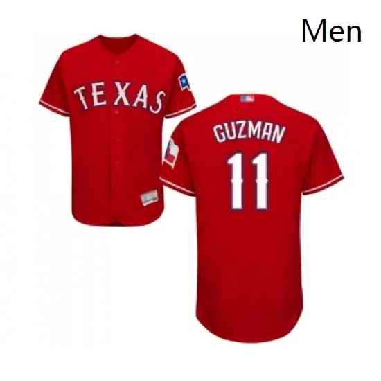 Mens Texas Rangers 11 Ronald Guzman Red Alternate Flex Base Authentic Collection Baseball Jersey